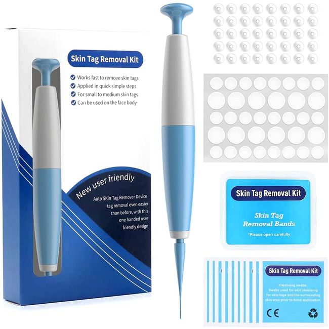 Skin Tag Remover Kit 40 bant ve 36 onarım yaması, 2 – 4 mm bantlar, küçük ila orta boy ciltler için, etiketler, cilt etiketleri (40)