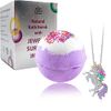 Unicorn Bubble Bath Bomb with Unicorn Necklace Inside. Extra Large Bath Ball (8 oz) in Giftable Box, 100% Natural Ingredients for Sensitive Skin. Gift on Easter, Birthday, Mother Day, Xmas