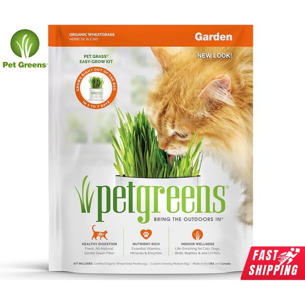 Pet Greens Pet Grass Self Organic Wheatgrass Grow Kit Garden For Cats Dogs 3 oz