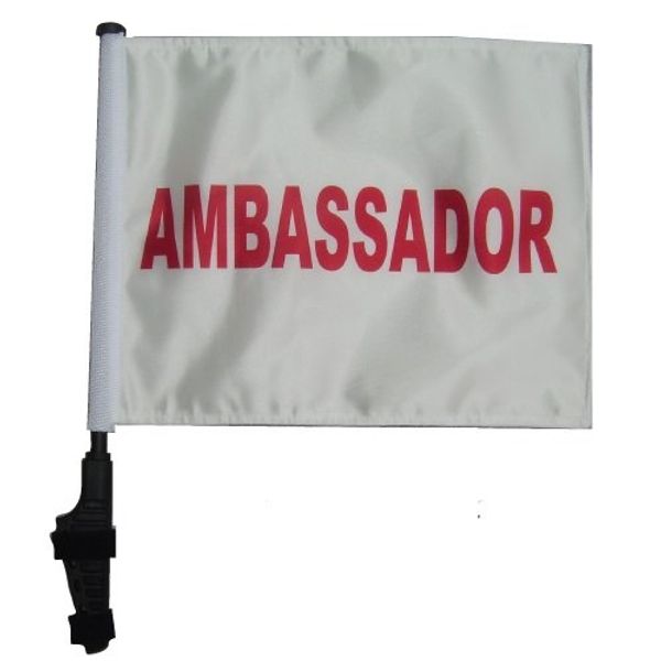 AMBASSADOR Golf Cart Flag with SSP Flags EZ On & Off Bracket