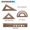 sourcing map 4pcs Triangular Ruler Set 15mm Aluminum Geometric Protractor Triangle Engineering Scale Drafting Ruler Kit for Office Home, Gold