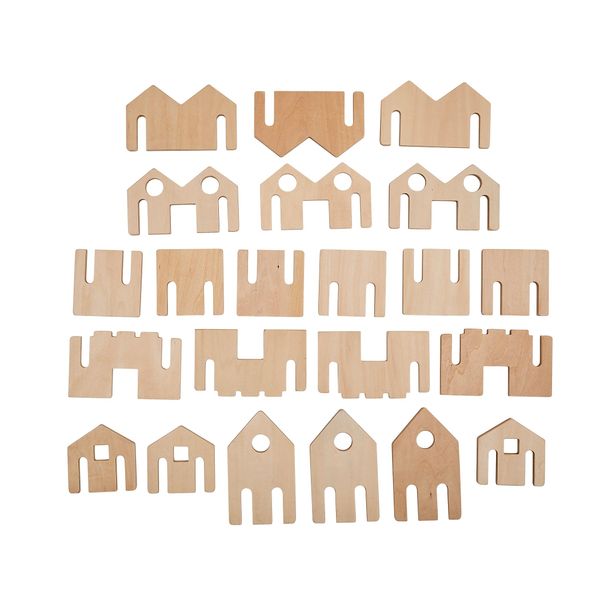 THE FRECKLED FROG Little Happy Architect - Set of 22 - Ages 18m+ - Wooden Blocks for Toddlers - Create Endless Village Layouts - Lightweight