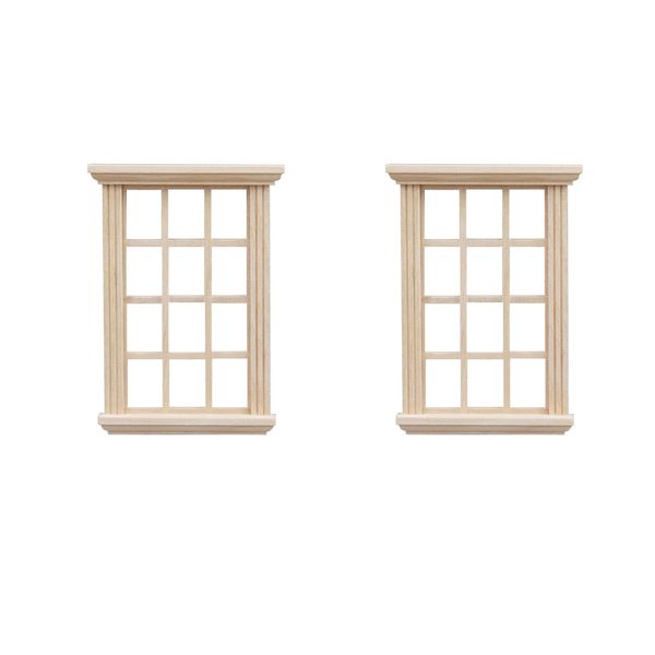 Mllxon Miniature Dollhouse Windows, Mini Wooden Window Frame Model,1 12 Scale Dollhouse Furniture Accessories,2Pcs