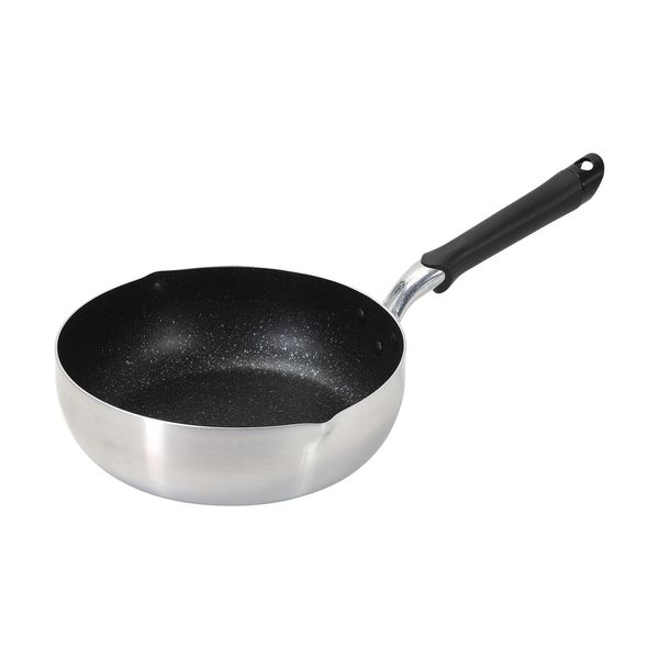 Pearl Metal HC-204 Extra Deep Frying Pan, 10.2 inches (26 cm), Double Mouth, Induction Compatible, 500,000 Times of Abrasion Test, Clear, Metal Spatula, Marble Diamond Coating