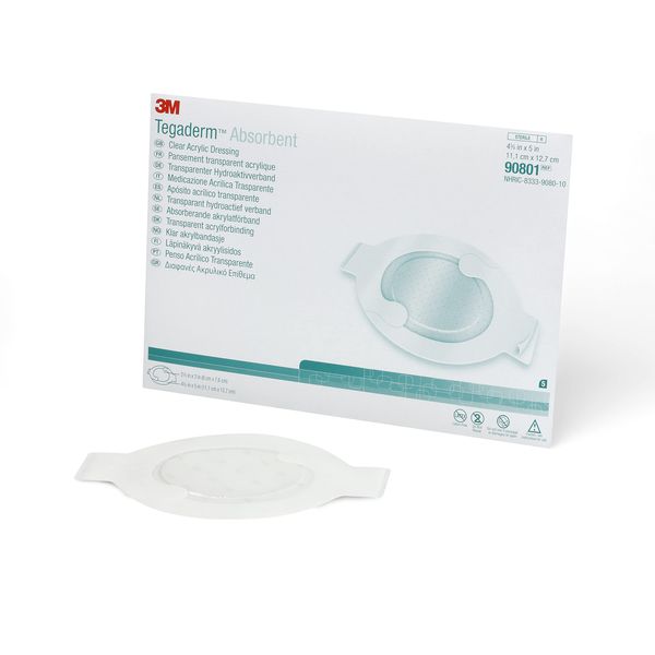 3M Tegaderm Absorbent Clear Dressing, 2-3/8" x 3" Oval