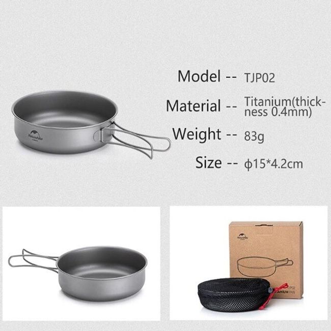 Titanium Frying Pan Camping Plate Ultralight Outdoor Cookware