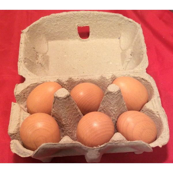 Erzi Pretend Play Wooden Grocery Shop Merchandise 6 Brown Eggs Made In Germany