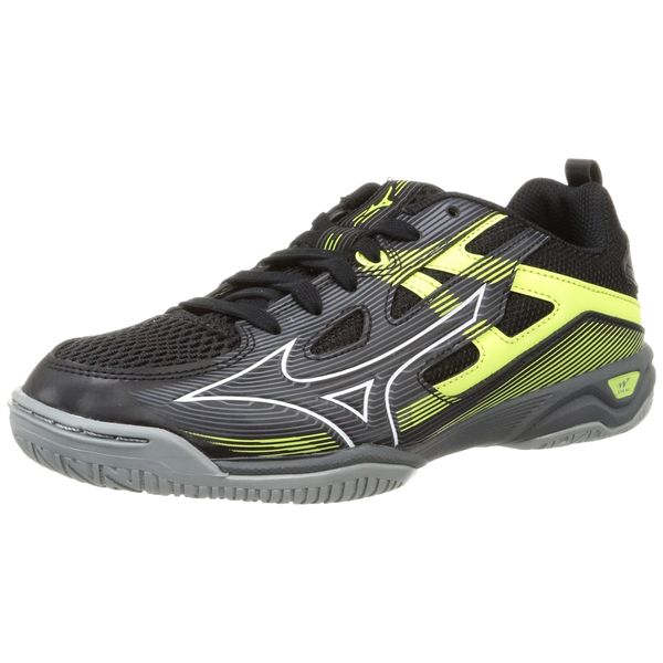 Mizuno Wave Kaiserburg 7 Table Tennis Shoes, Wide Model, Lightweight, black/white/yellow