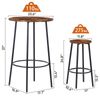 Round Pub Dining Set 3-Piece Small Kitchen Table Set w/Counter Height Bar Stools