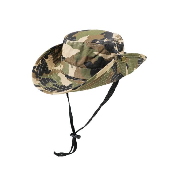 Kids Camouflage-Sun-Hat UV-Protection Camo-Boonie - with Chin-Strap Bucket Hat Outdoor Fishing for 5-14 Years Old