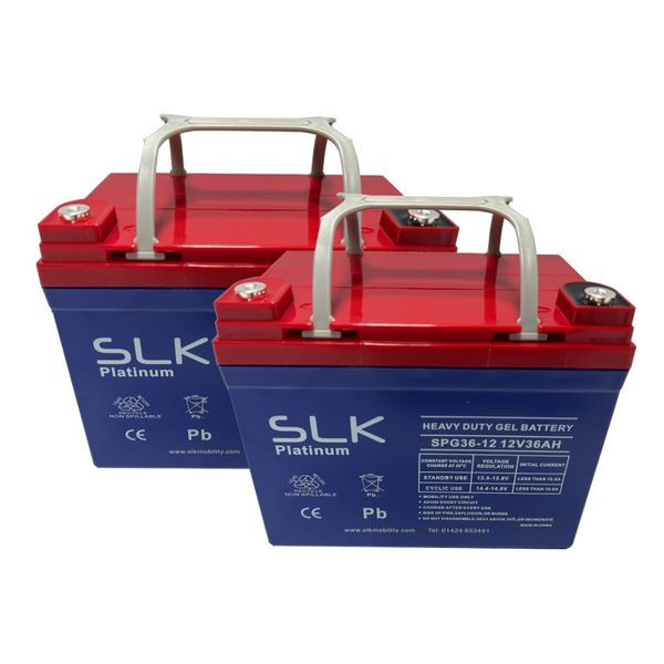 SLK Platinum Mobility Scooter GEL Battery Pair of 2 x 12v 36ah Reliable And long Lasting Replacement Batteries For Electric Scooters And Wheelchairs