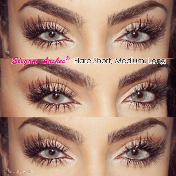 Elegant Lashes Individual Flare Medium Black Eyelashes (Single Pack - 1 Tray)