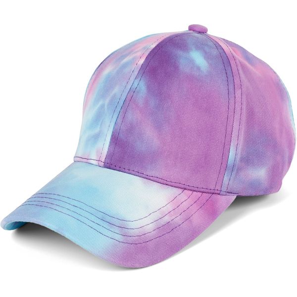 styleBREAKER Damen Baseball Cap mit Batik Muster, Muster Unikat, 6-Panel, Basecap, Click & Snap verstellbar 04023082, Farbe:Türkis-Violett