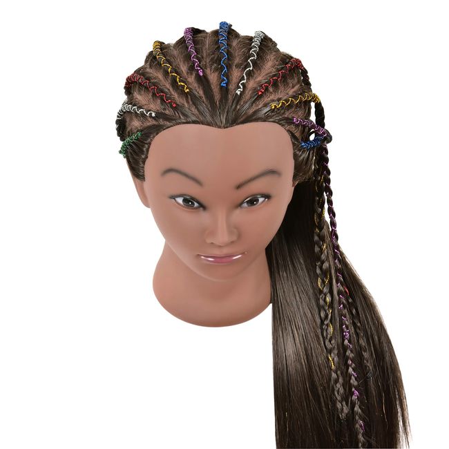 African Mannequin Training Head With Real Human Hair Manikin Cosmetology  Makeup Doll Heads And Stand For Practice Braid Styling