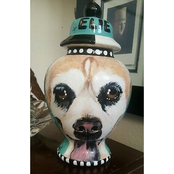 Custom Portrait MEMORIAL Pet urn dog URN chow lab hound cremation ASHES Vase art