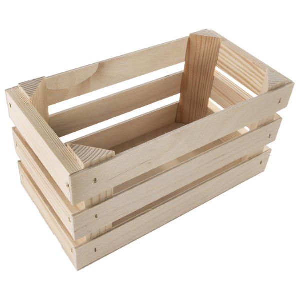 Small Rectangular Wooden Display Crate | 23.5 x 12 x 12 cm | Presentation Storage Box | Plain Unpainted & Untreated Pine for Craft