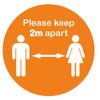 Please Keep 2m Apart Floor Stickers - Orange - 300 x 300mm