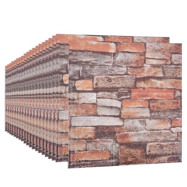 20PCS 3D Wall Panels Peel and Stick 3D Brick Wallpaper Peel and Stick Faux Stone