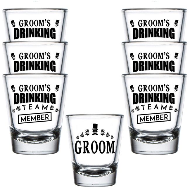 Groomsmen Gifts Groom's Drinking Team Shot Glasses - Pack of 6