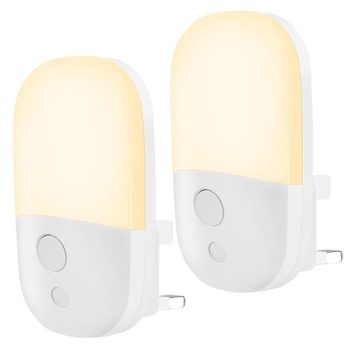 Night Light Plug in Wall, Plug in Night Light Dusk to Dawn Photocell Sensor with 3 Levels of Brightness, 2 Pack Dimmable Night Lights, Kids Night Light 2700K Warm White for Bedroom, Hallway, Nursery