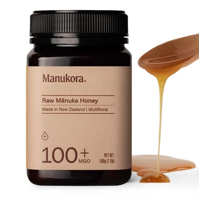 Manukora MGO 100+ Multifloral Raw Manuka Honey (500g/1.1lb) - Authentic Non-GMO New Zealand Honey, MGO Certified, Traceable from Hive to Hand