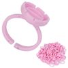 100pcs Lash Glue Holder, Ring Cup Eyelash Extensions Quick Blossom Cup Lash Organizer Tool(Pink)