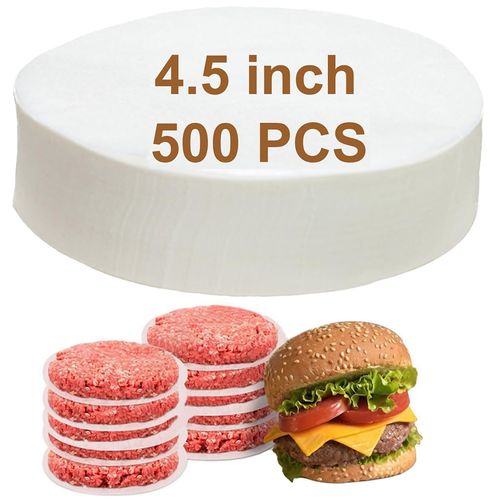 500pcs 4.5 Inch Hamburger Patty Paper Rounds White Parchment Paper Non-Stick Food Grade Burger Paper Sheets for Burger Press/Separating Frozen Patties (4.5")