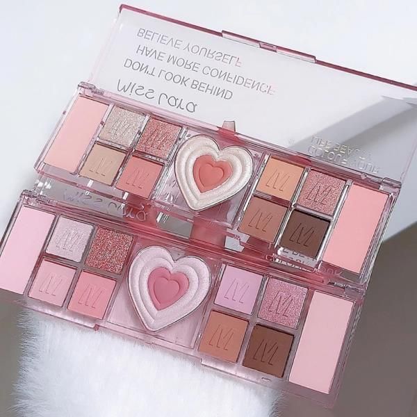 EyeshadowPink Eyeshadow Palette Pearl Matte Glitter High Pigment Eye Makeup Tool Brightening Love Heart Rouge Tre