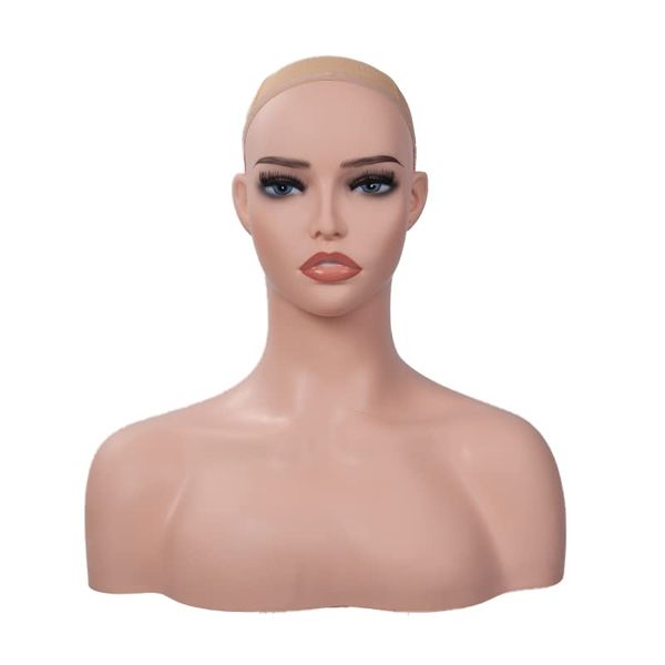 Forever Young Professional Female Mannequin Head Bust Pale Skin Fuller Lips Display Stand for Wigs Jewellery