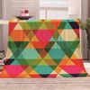 KnBoB Lightweight Blanket Throw, Throw Blanket Down Multicolor Rainbow Triangle Print Flannel Blanket 80×120CM