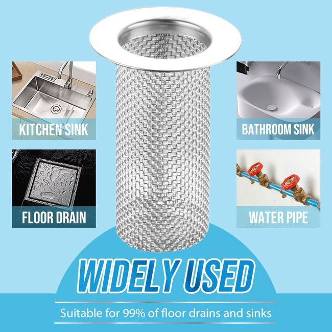 Sink Strainer 3 Inch - Mesh Drain Hair Catcher for Bathtub - Kitchen Drain  Catcher for Food, Waste, of Stainless Steel, 2 Pcs