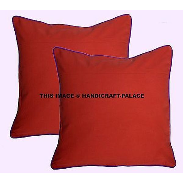 2 PC Indian Red Plain Solid Throw Home Decor Pillow Case Bed Waist Cushion Cover