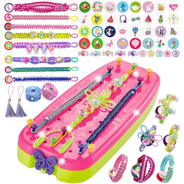 Friendship Girls Bracelet Making Kit - DIY Bracelet Kits Kids Toys Girls Gifts Ideas Ages 6 7 8 9 10 11 12 Year Old Birthday Present for Teen Girl Arts and Crafts String Maker Tool Travel Activity Set