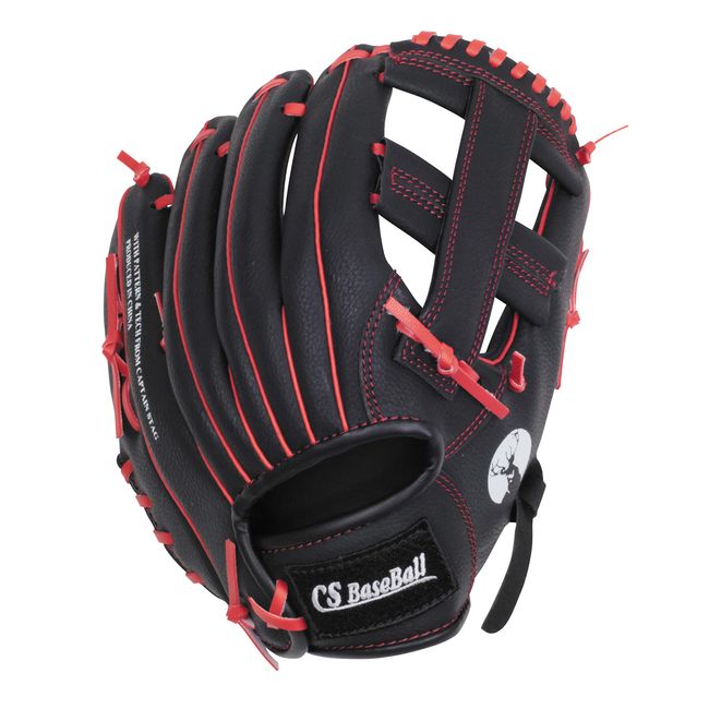 Captain Stag UX-2591 Baseball Gloves, CS Junior Baseball Gloves, For Children, Right Throw, All Round, Black x Red