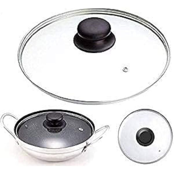 Copper Top Tempered Glass Saucepan Casserole Frying pan Lid (14 cm, 16 cm, 18 cm, 20 cm, 22 cm, 24 cm, 26 cm, 28 cm, 30 cm, 32 cm, 34 cm, 36 cm, 38 cm, 40 cm) Replacement Lids for Pans and Pot (28cm)