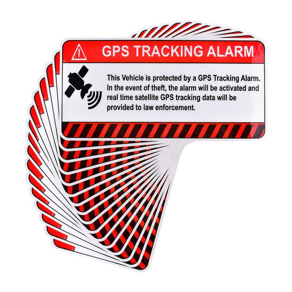 Anti Diebstahl GPS Tracking Aufkleber Kit, selbstklebender Autoaufkleber, Warnschilder oder statischer Aufkleber im Autofenster, Fahrzeug, Diebstahlschutz, Wachmann-Aufkleber (16 Stück)