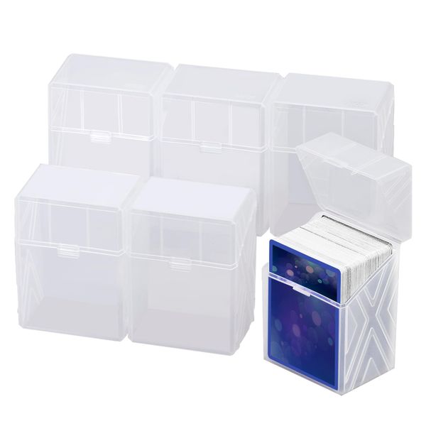 6-Pack Card Deck Case, Sturdy Card Storage Box, Can Hold 150+Cards, Compatible with MTG Cards, TCG Cards, OCG Cards, and Standard Size Card Games（Clear）