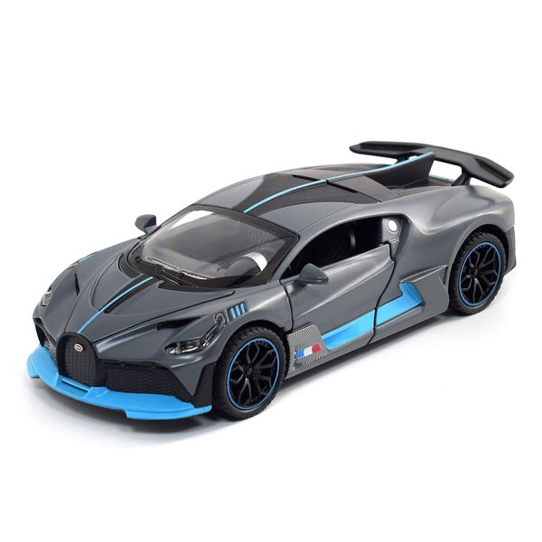 FLYKIRIN 1:32 Bugatti Toy Car Divo Metal Model Diecast Cars with Light and Sound Pull Back Toy Cars for Boys Kids Gift (Divo-Grey)