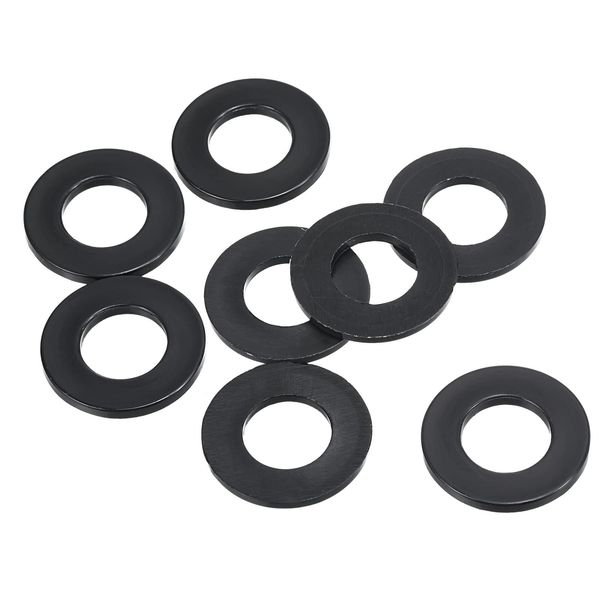 PATIKIL M12 Nylon Flat Washers 8 Pack 12mm Inner Diameter 24mm Outside Diameter 2mm Thickness Seal Spacer Gasket Ring for Faucet Pipe Water Hose Fastener Bolts Black