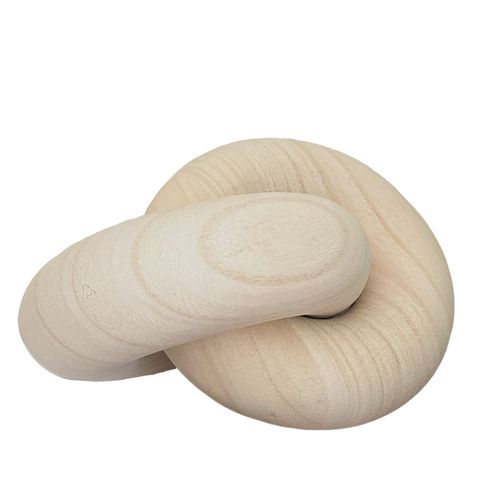 EMINGSKY Wood Knot Decor Natural-2 Link Wooden Chain Link Coffee Table Wooden Knot Decorative Boho Farmhouse Rustic for Living Room Bookshelf Objects Ornament