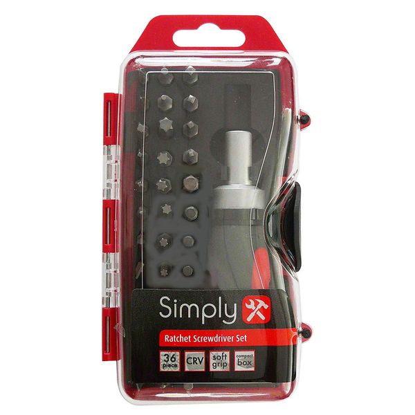 Simply Tools BSCR01 36 in 1 Precision Ratchet Screwdriver Set, Variety Range and Value added Storage Multi-functional Tool , Black