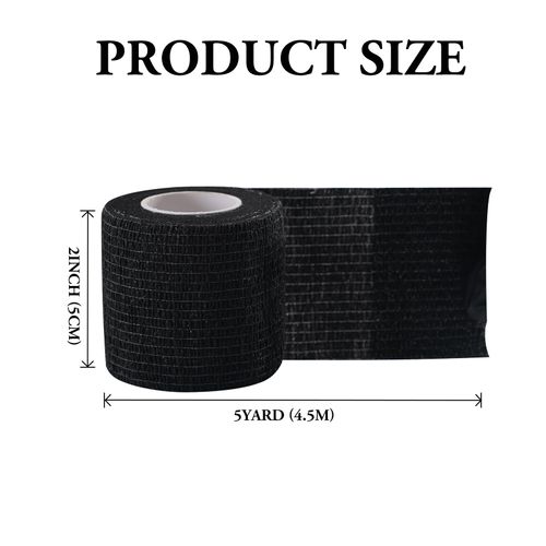 INKin Tattoo Grip Tape, Nero Copertura per Impugnatura per Tatuaggio 12pezzi (5cmx4.5m) Autoadesiva Elastica Bendaggio Adesiva,Tattoo Grip Bandage for Accessori per Tatuaggi