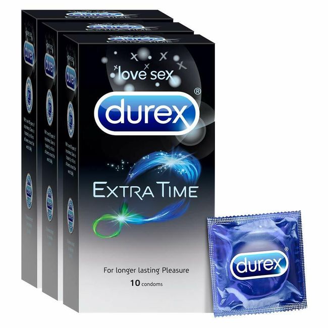 Durex Extra Time Condoms for Men - 10 Count (Pack of 3)