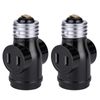 DiCUNO 1-Light 2-Way Socket for E26 + 2 Outlets, Black, Pack of 2