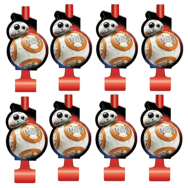 Star Wars Birthday Party Supplies Bundle Pack includes Party Blowouts BB8-16 Count
