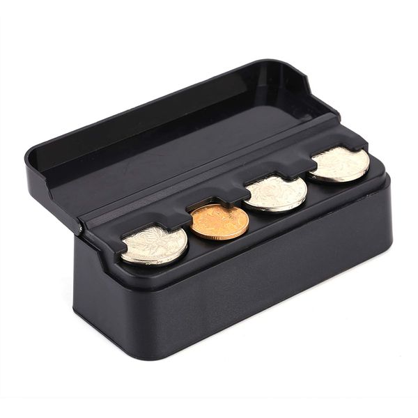 Car Coin Holder, Black Plastic Coin Holder Organizer, Universal Storage Coin Money Dispenser Compatible with Coins of Different Sizes, Portable Coin Case Storage Box Suitable for Most Cars, Trucks