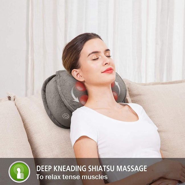 Shiatsu Massager With Heat Deep Kneading Massage Pillow For Shoulder Neck &  Back