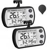 Digital Refrigerator Thermometer 2 Pack, Waterproof Fridge Thermometer, 2.25IN Large Screen Freezer Thermometer, Max/Min Record Function,Timer Function(Black)