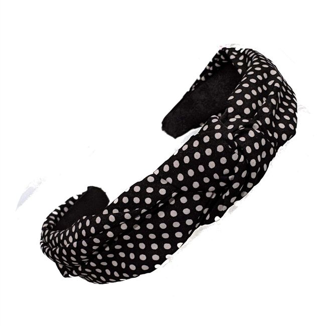 Retro 2.75cm Black Polka Dot Top Knot Twist Plastic Headband Hair Band for Women Girls by Glitz4Girlz