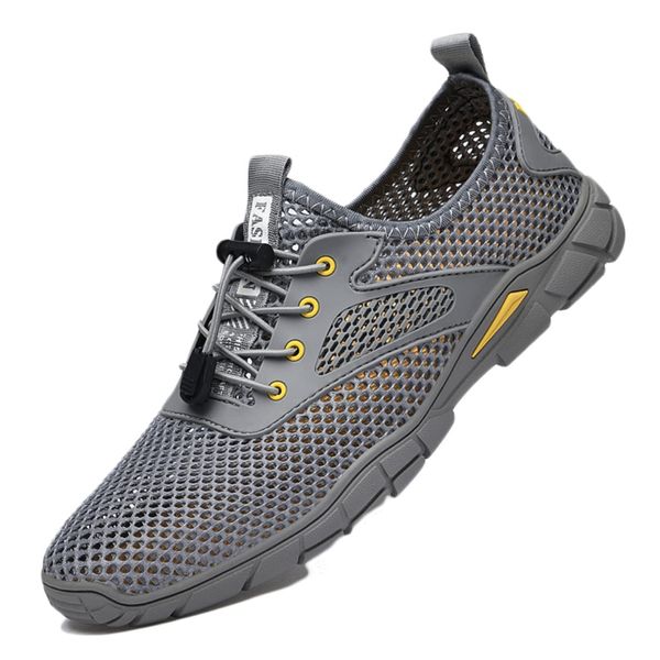 RAMEMO Sports Shoes, Sneakers, Climbing Sandals, Men's, Spring, Summer, Autumn Shoes, Beach Sandals, Tennis Shoes, Mesh, Openwork, Breathable, Odor Resistant, Lightweight, Marine, Casual, No Tie Shoelaces, Water Play, Walking, Outdoor, Daily Use, gray